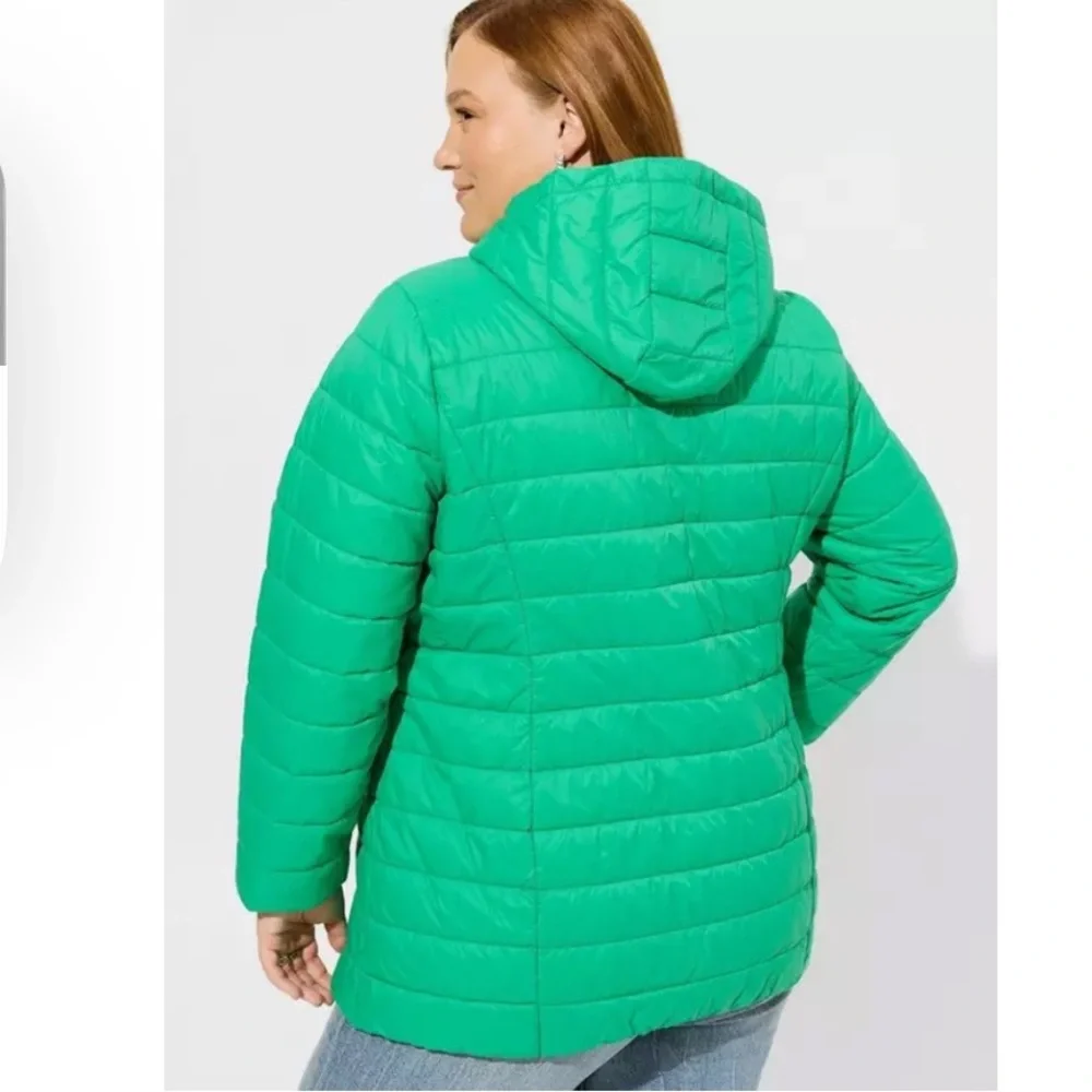Torrid Packable Puffer Jacket Green Size 00 (L)
